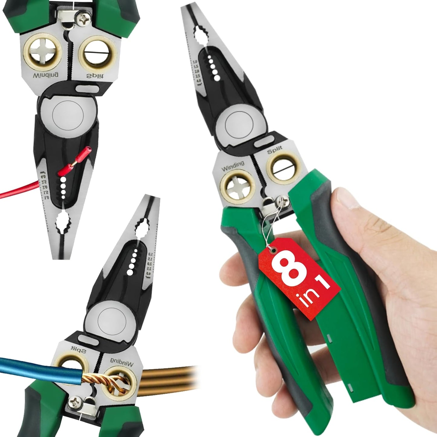 Multi-Purpose Wire Stripping Pliers with Built-in Voltage Detection – Heavy Duty Cable Cutter & Wire Crimper Tool